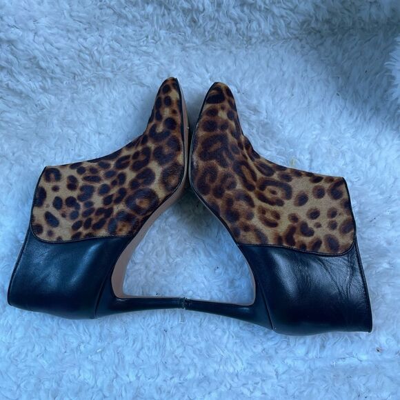 Nine West leather calf hair leopard print &black ankle slip on boots SZ9.5M - Picture 6 of 11